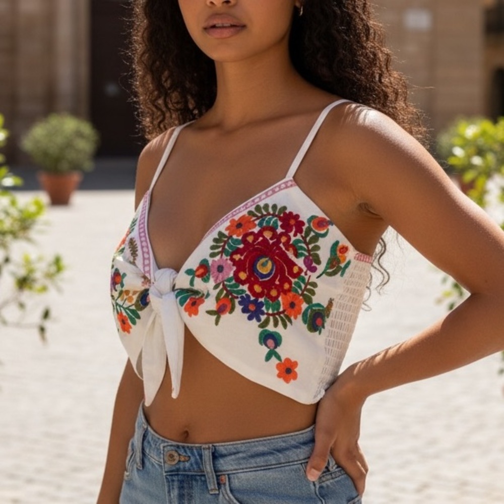 Floral Embroidered Women's Top